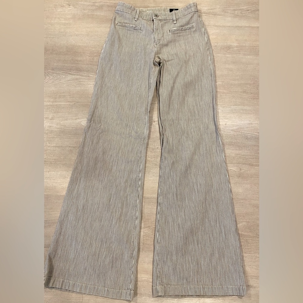 Adriano Goldschmeid Black/White Striped Flare Jeans